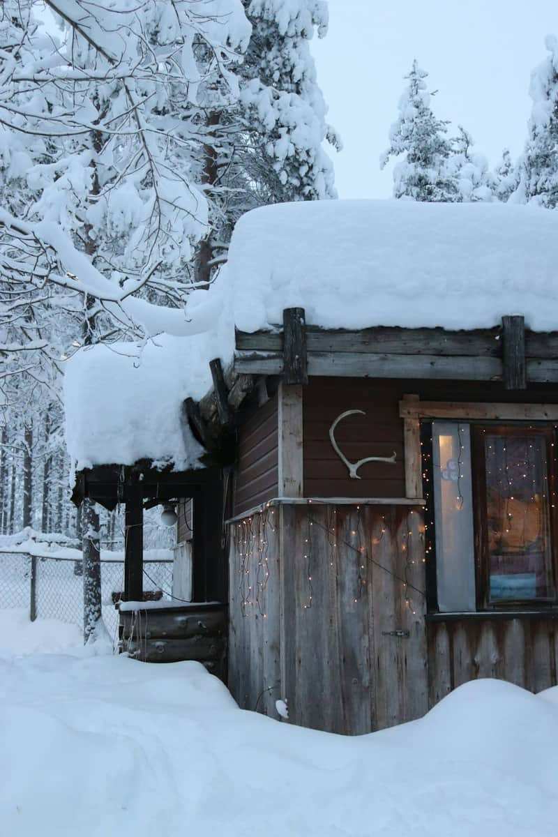 Snow-covered house in winter
