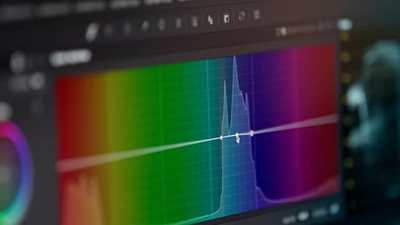 Colour swatches displayed beside a monitor